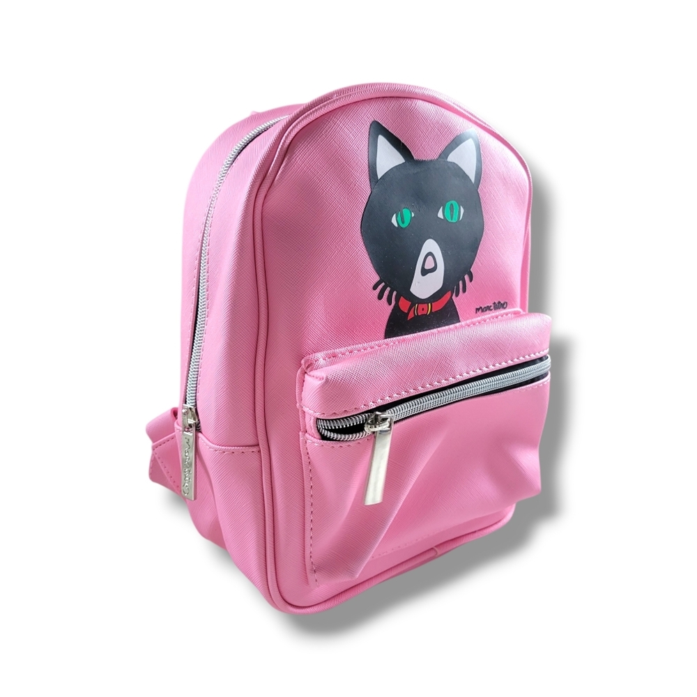 ✨️HP✨️Marc Tetro | NWOT Cute Small Pink Black Cat Backpack - Picture 2 of 11